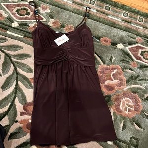 Brown Bead Trim Flowy Cami.